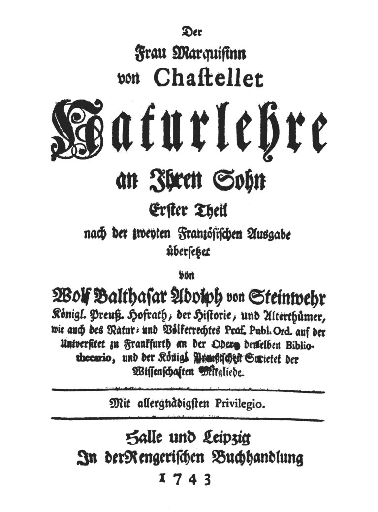 Du Châtelet’s Foundations of Physics History of Women Philosophers and Scientists