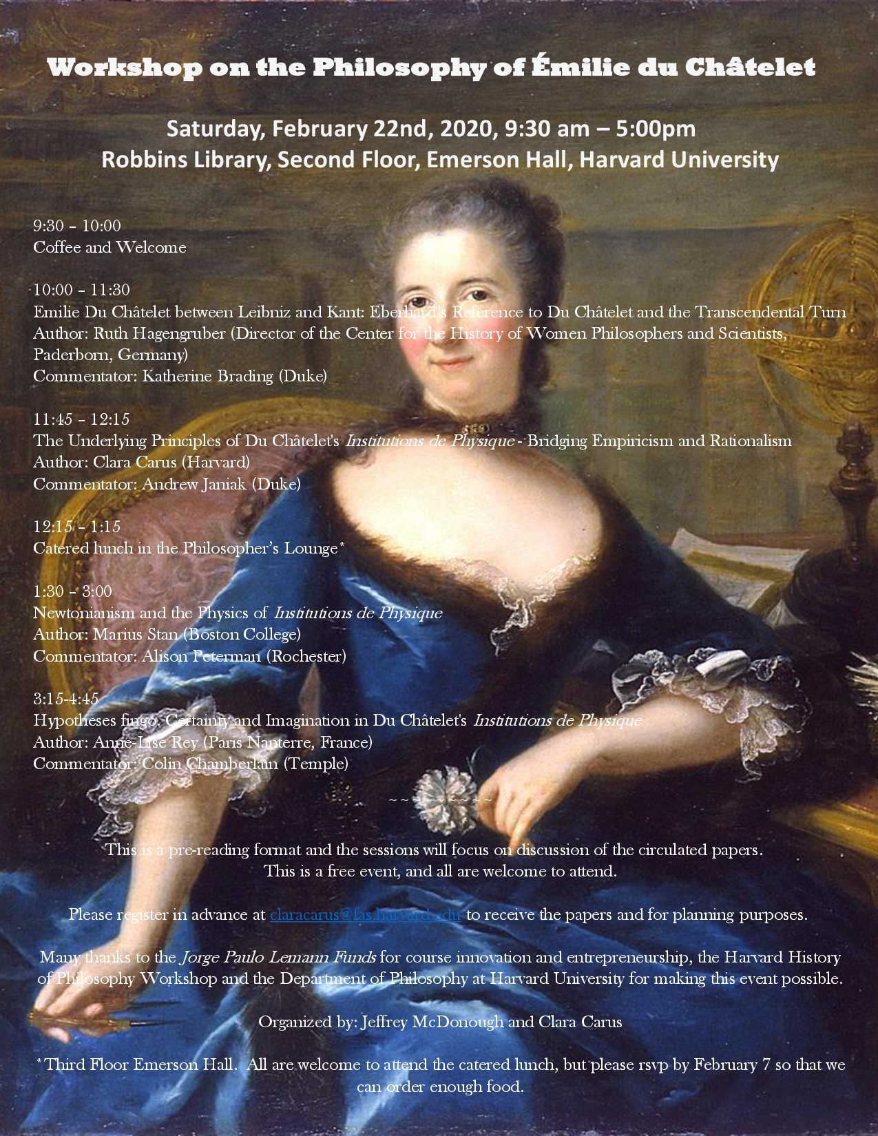 Harvard History of Philosophy Workshop Emilie Du Châtelet